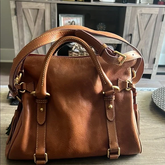 Dooney & Bourke Tan Satchel with Tassel Accents - Picture 2 of 8